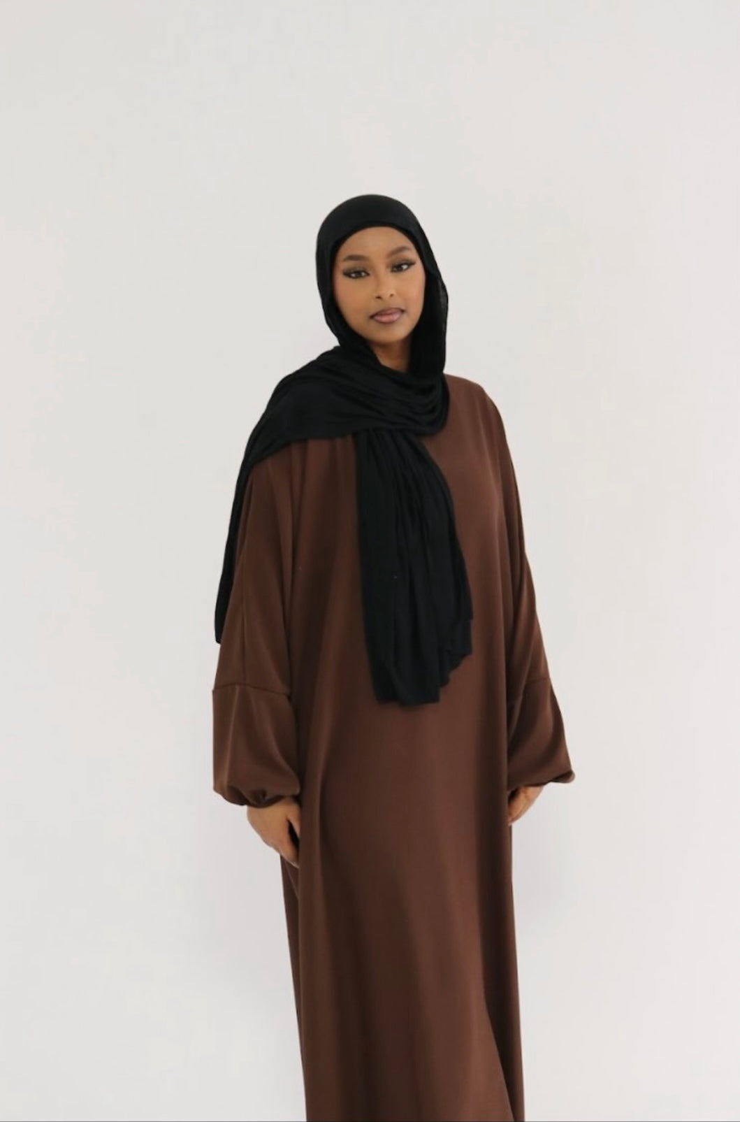 Brown Cuff Sleeve Abaya