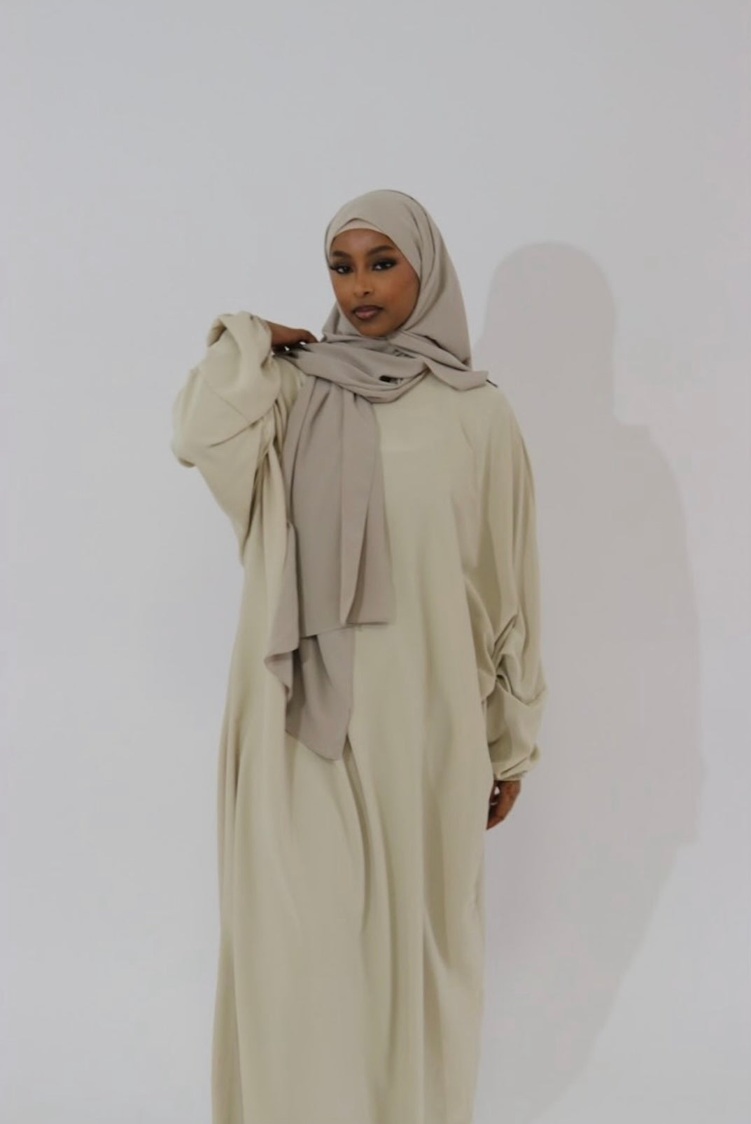 Beige Cuff Sleeve Abaya